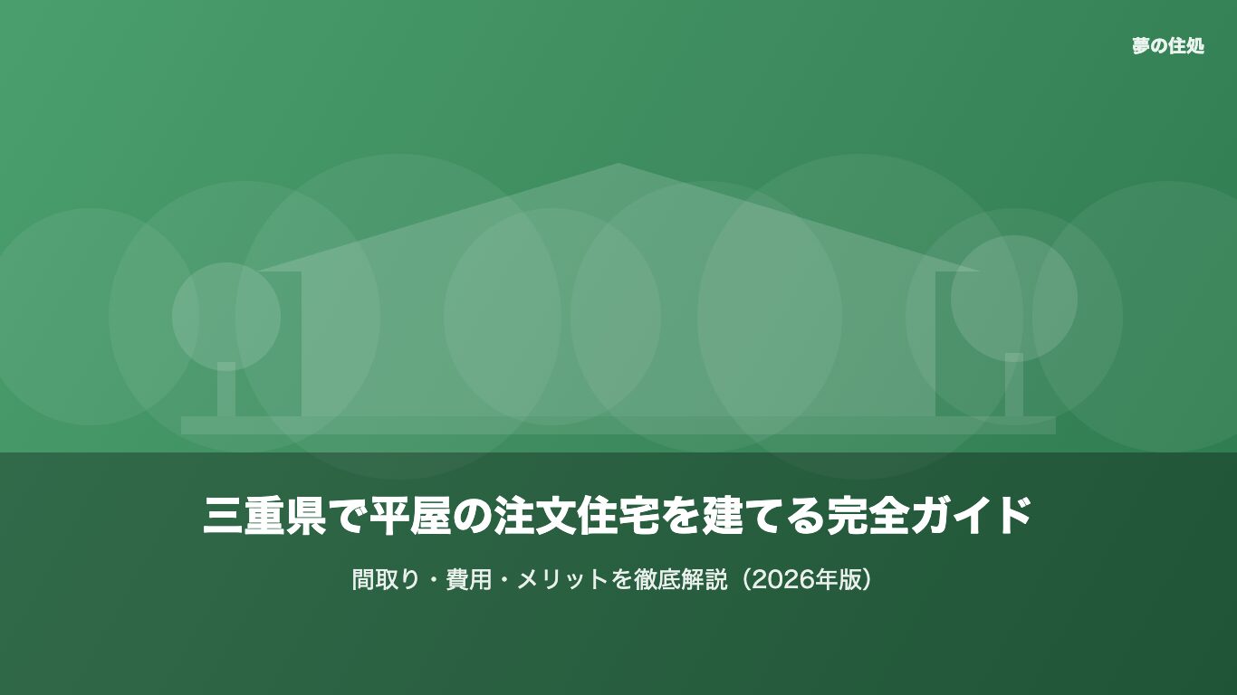 三重県で平屋の注文住宅を建てる完全ガイド｜間取り・費用・メリットを徹底解説のイメージ画像