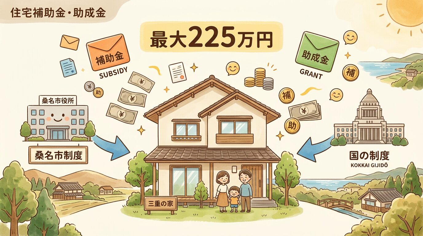 桑名市で注文住宅に使える補助金・助成金のイラスト