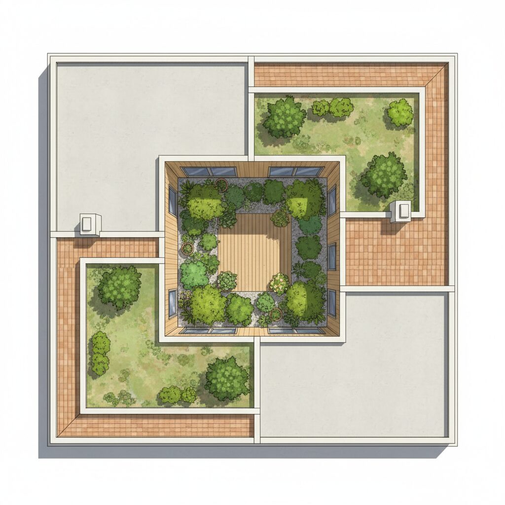 コの字型中庭プラン