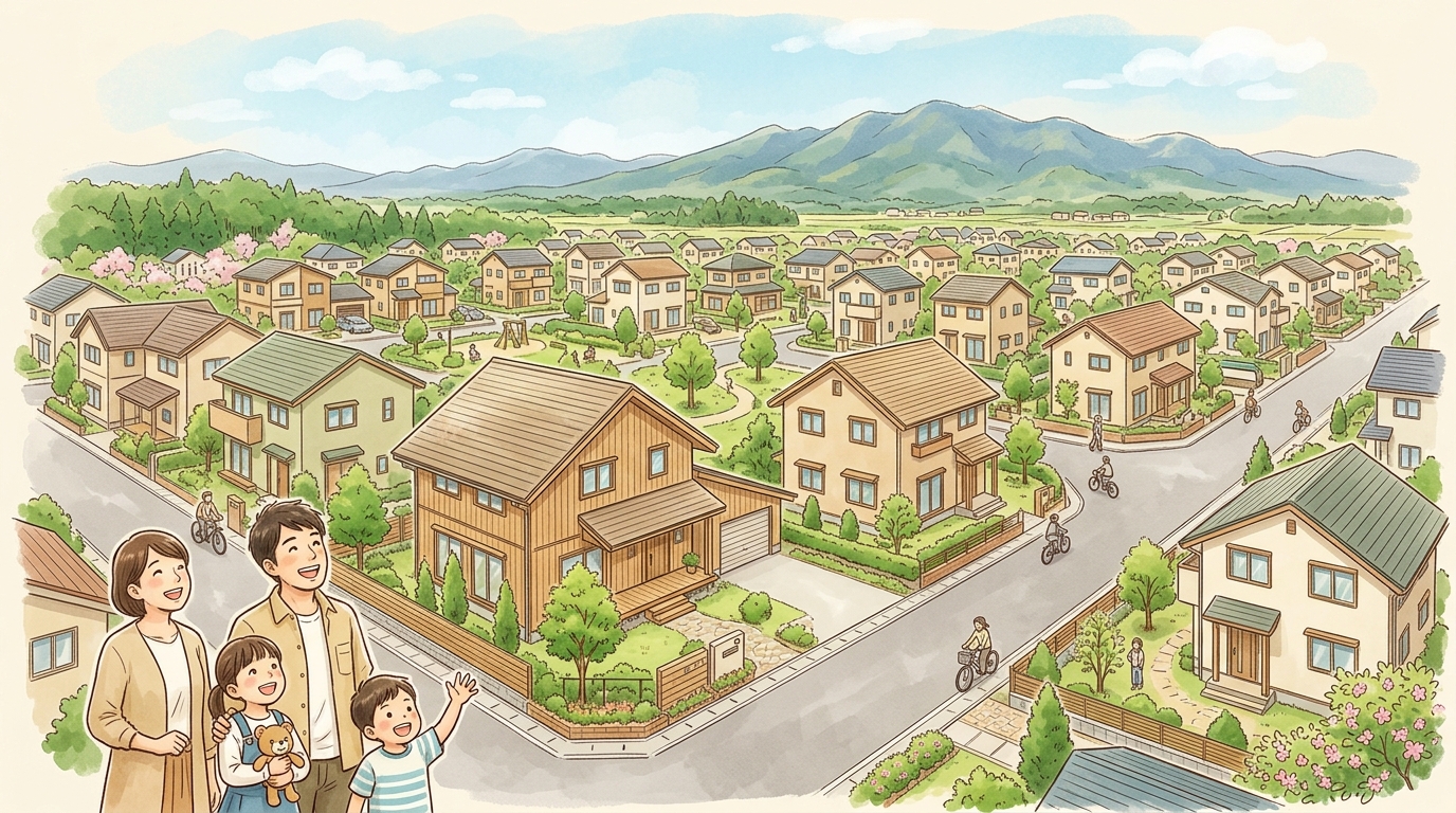 東員町で注文住宅を建てる家族のイメージ