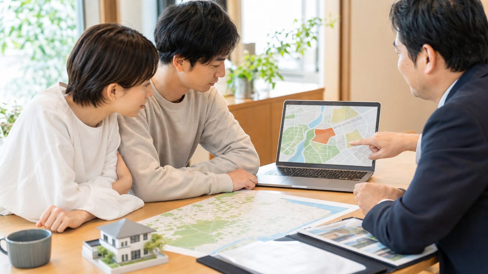 桑名市で土地探し前にハザードマップを確認する様子