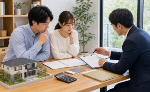 三重県の注文住宅費用相場を住宅会社で相談する様子