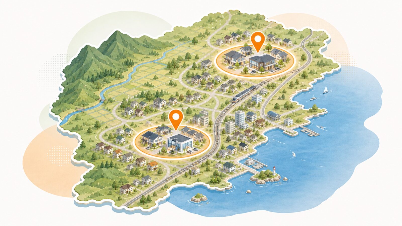 三重県のハウスメーカー展示場を北勢や中勢などエリア別に比較する図