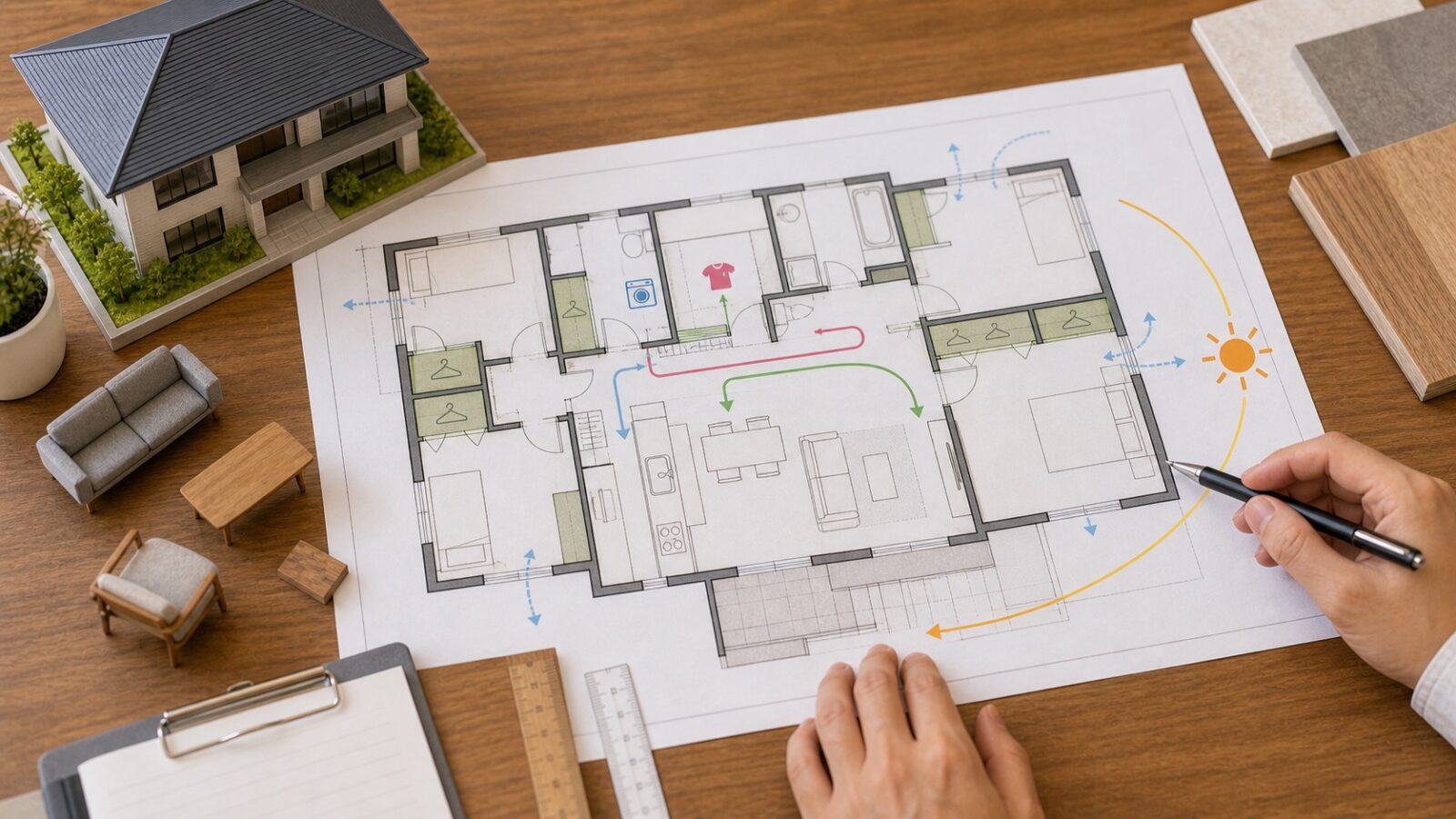 注文住宅の間取りで後悔しないために動線や収納を確認する図面