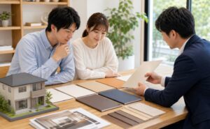 三重県のおすすめ工務店とハウスメーカーを比較相談する様子
